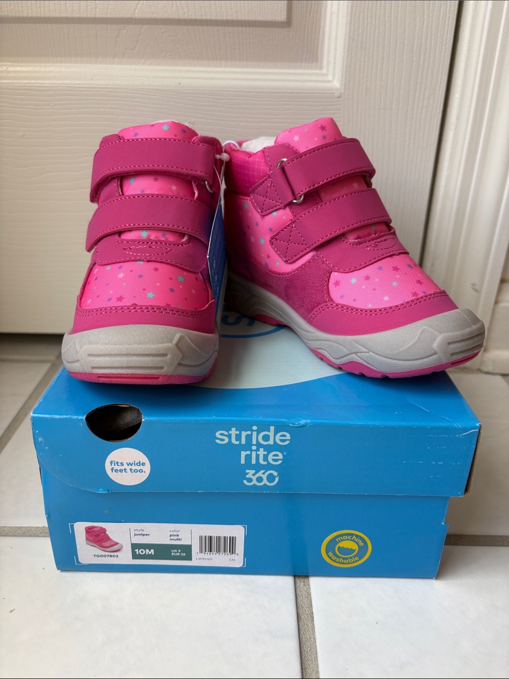 Stride Rite Hot Pink Star Velcro Boots NWT